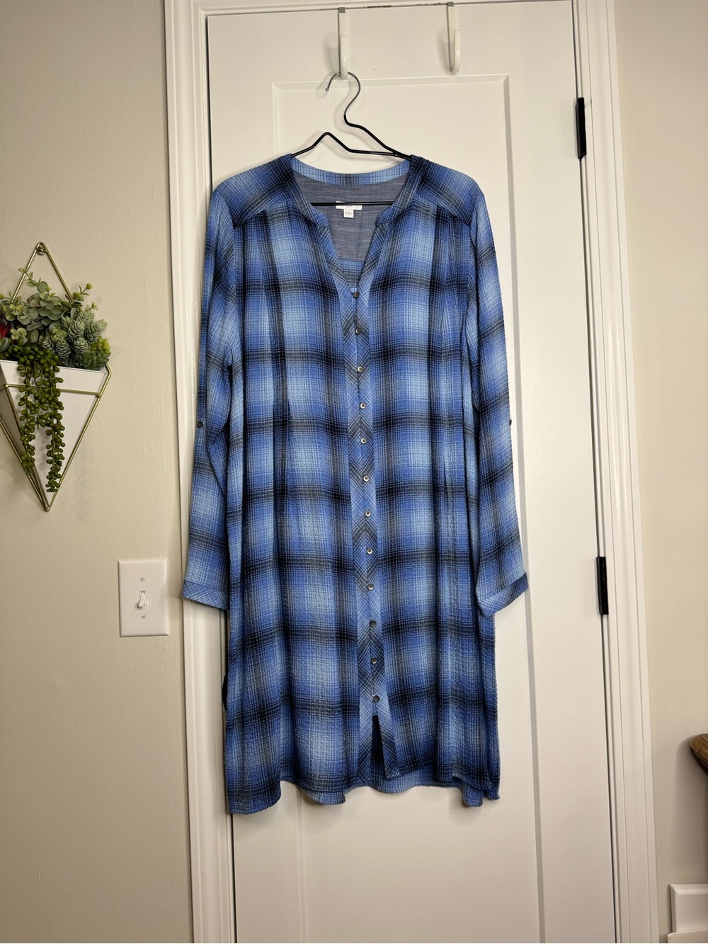 J. Jill Plaid Button Front Dress/Duster